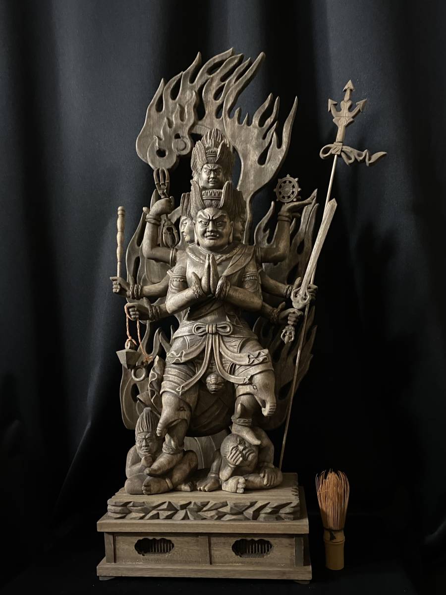 井波彫刻 大型高66cm 仏教工芸品 香樟材 古美術 時代彫刻 木彫仏教