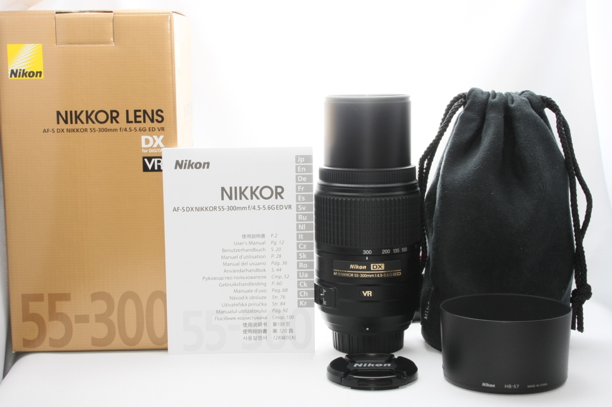 新品即決 Nikon AF-S 55-300 VR DX 望遠レンズ フード付き 現状