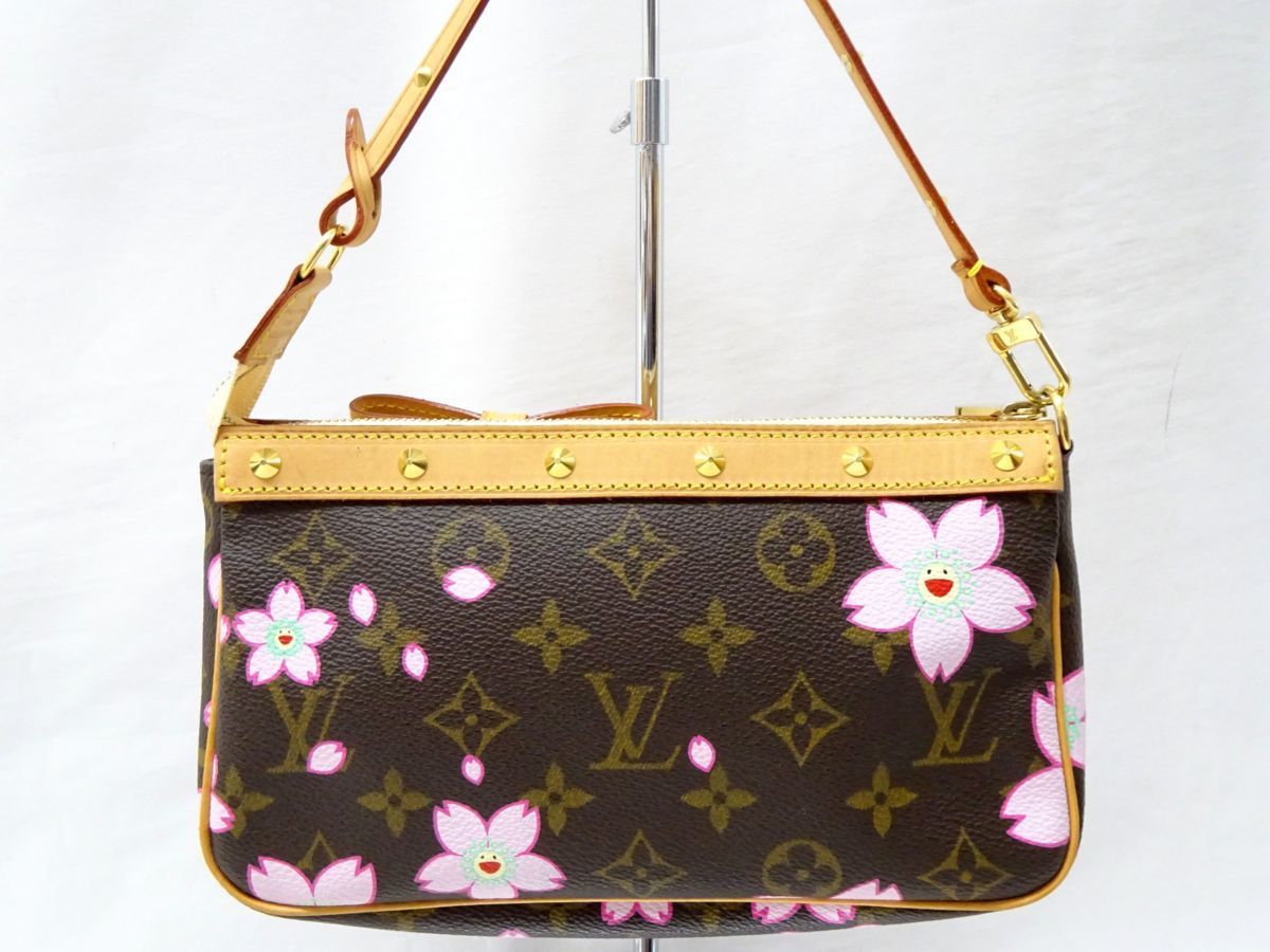 保存袋【良品】ルイヴィトン/LOUIS VUITTON モノグラム チェリーブロッサム ポシェット・アクセソワール M92006 ポーチ ミニ AR0023 リボン_画像3