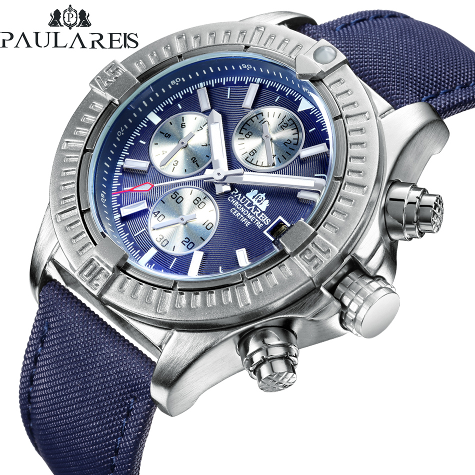 【日本未発売品】最落なし【PAULAREIS】 新作モデル 腕時計 Mechanical Canvas Style Genuine ブルー 自動巻き オマージュ時計
