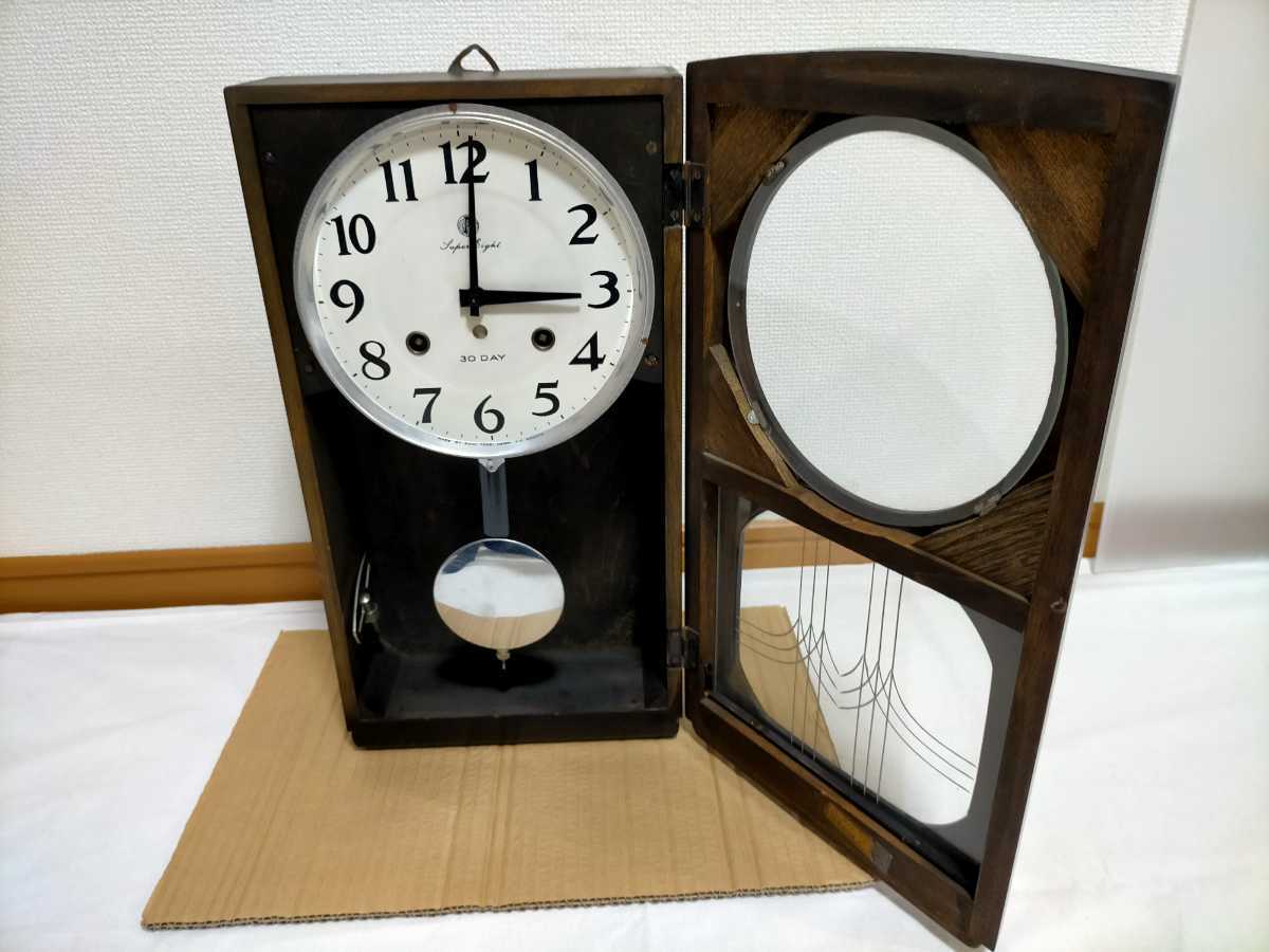 愛知時計 振り子 時計 ゼンマイ式 AICHI DENKI ボンボン時計 当時物 アンティーク 昭和レトロ 送料無料
