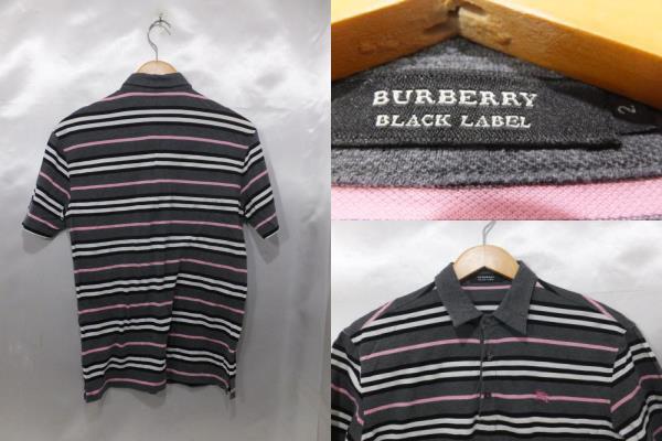 BURBERRY BLACK LABEL バーバリーブラックレーベル 半袖ポロシャツ サイズ2 グレー系 メンズ_画像2