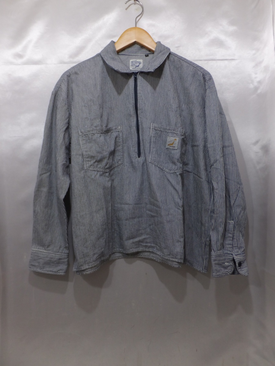 orSlow or s low BEAMS BOY Beams Hickory Zip up work shirt made in Japan size 0 navy × white group 