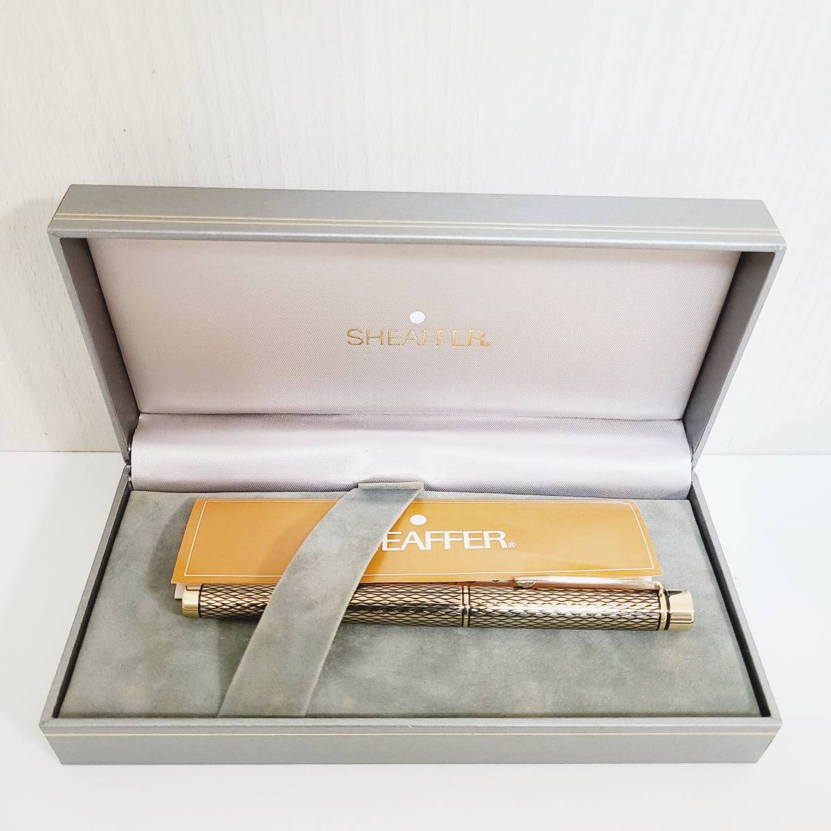 B】 SHEAFFER シェーファー USA 斜め格子 ペン先 14K 585 万年筆 箱