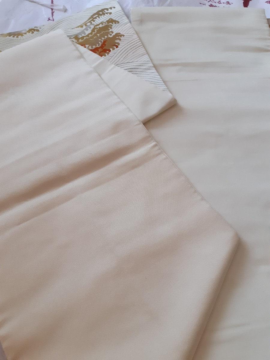 袋帯 金刺繍 波 正絹 金銀糸 絹織物 袋帯 金刺繍 波 正絹 金銀糸 絹織物