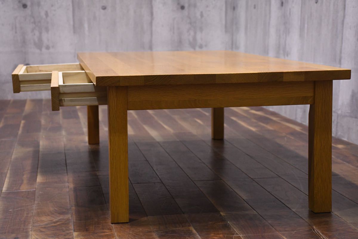 BDC23 MUJI 無印良品 無垢材 ローテーブル 120×60 引き出し付き
