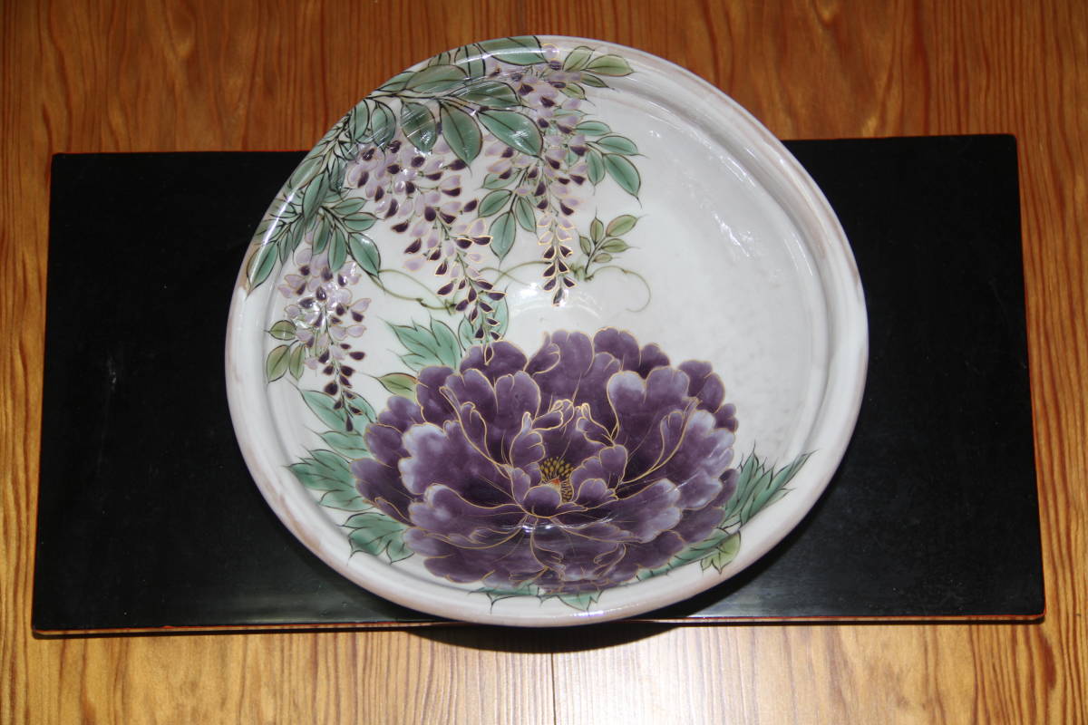新品最新品 ヤフオク! - 京焼・清水焼 八.五寸鉢 白掛紫草花(しろが