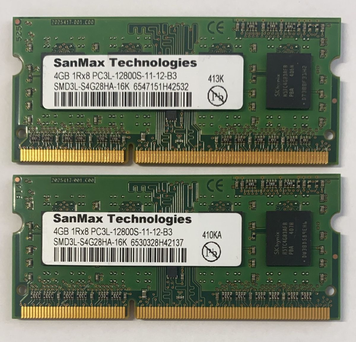 * free shipping *SANMAX Technologies 1R×8 PC3L-12800S 4GB×2 total 8GB Note for memory * operation goods *ML01* stock great number *