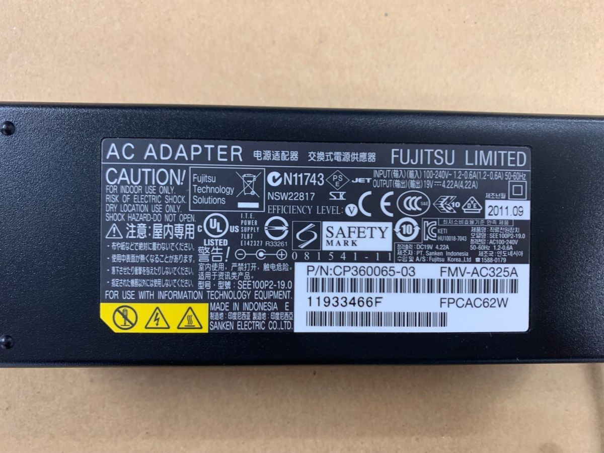 FUJITSU Fujitsu SEE100P2-19.0 19V 4.22A 5 piece set Input:AC100V~240V* operation goods *AB154