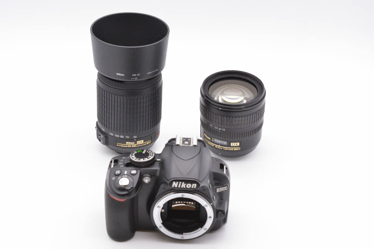 ジャンク ニコン(Nikon) デジタル一眼レフ D3100 動作確認済み レンズ2本(18-70mm 55-200mm)セット