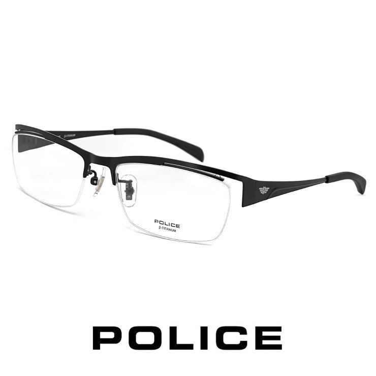  new goods Police glasses POLICE glasses vpld77j-0bk3 men's man half rim half rim metal titanium black .. Japan Fit β titanium light weight 