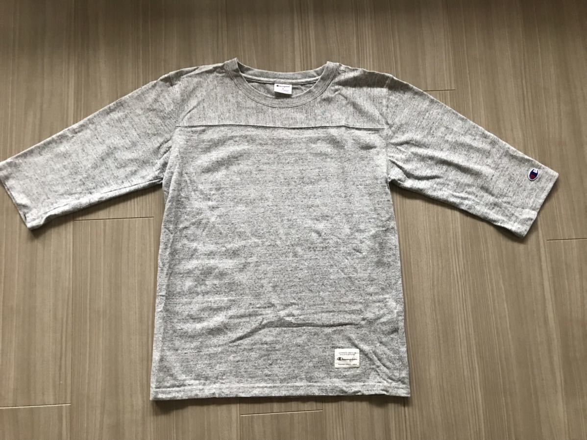 チャンピオン正規品 クルーネック七分袖Tシャツ　グレー　Sサイズ_画像1