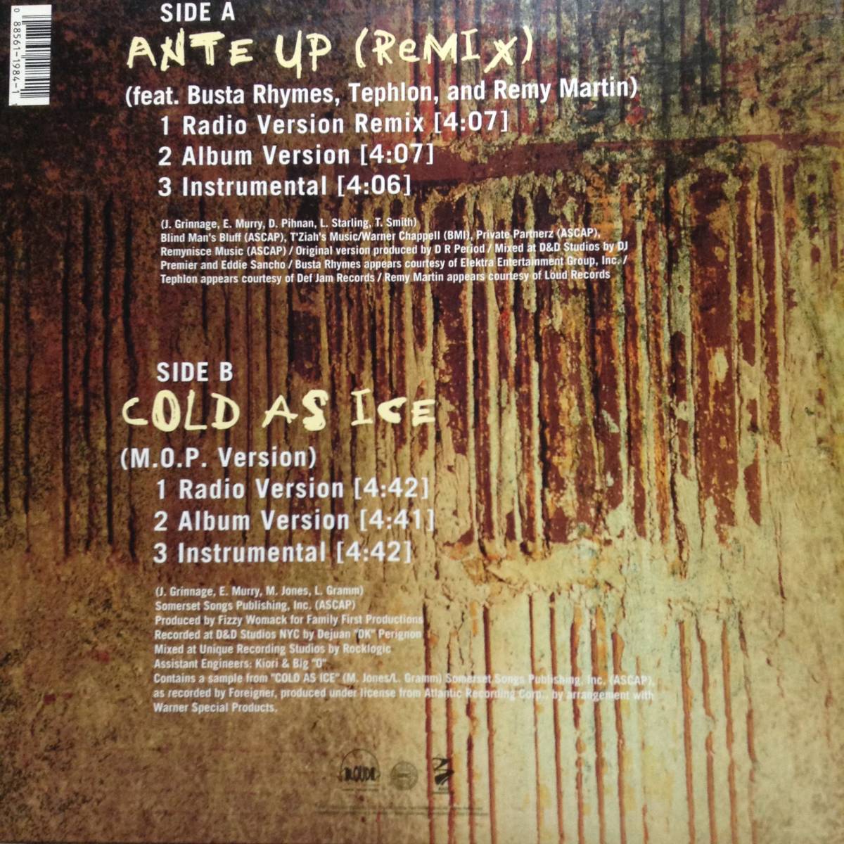 Ante Up (Remix)／M.O.P.(輸入盤)　(12インチシングル) ハード・コア　Hip-Hop_画像2
