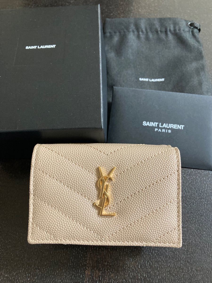未使用 サンローラン SAINT LAURENT 三つ折り 財布 ダーク 未使用 サンローラン SAINT LAURENT 三つ折り 財布 ダーク