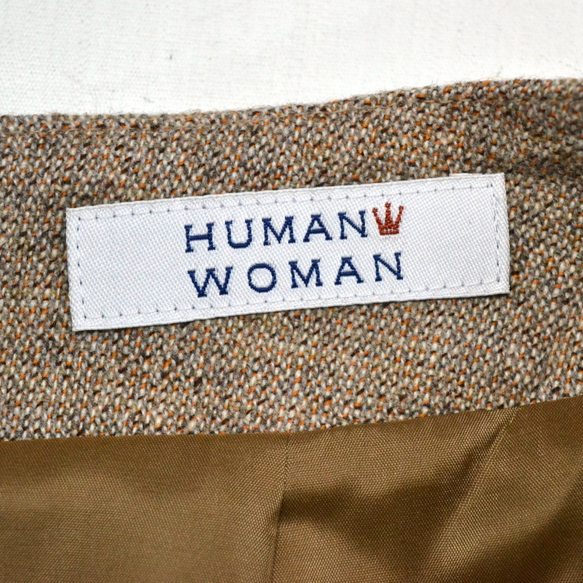 HUMAN WOMAN ヒューマンウーマン ウール 撚杢ツィードスカート サイズS ベージュ 参考価格17600円 [S105587]_画像6