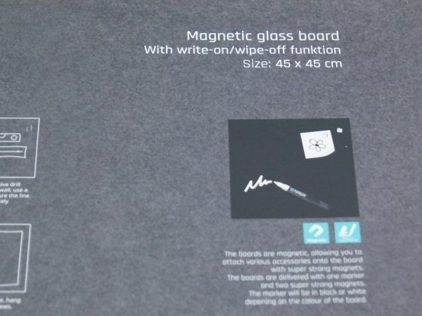 ☆【NAGA】ナガ◆ マグネット ガラス ボード Magnetic glass board メッセージボード ホワイトボード （45cm×45cm 白）◆◎管理21J068の画像6