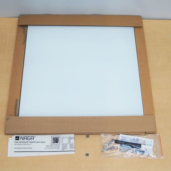 ☆【NAGA】ナガ◆ マグネット ガラス ボード Magnetic glass board メッセージボード ホワイトボード （45cm×45cm 白）◆◎管理21J068の画像9