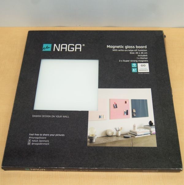☆【NAGA】ナガ◆ マグネット ガラス ボード Magnetic glass board メッセージボード ホワイトボード （45cm×45cm 白）◆◎管理21J068の画像1