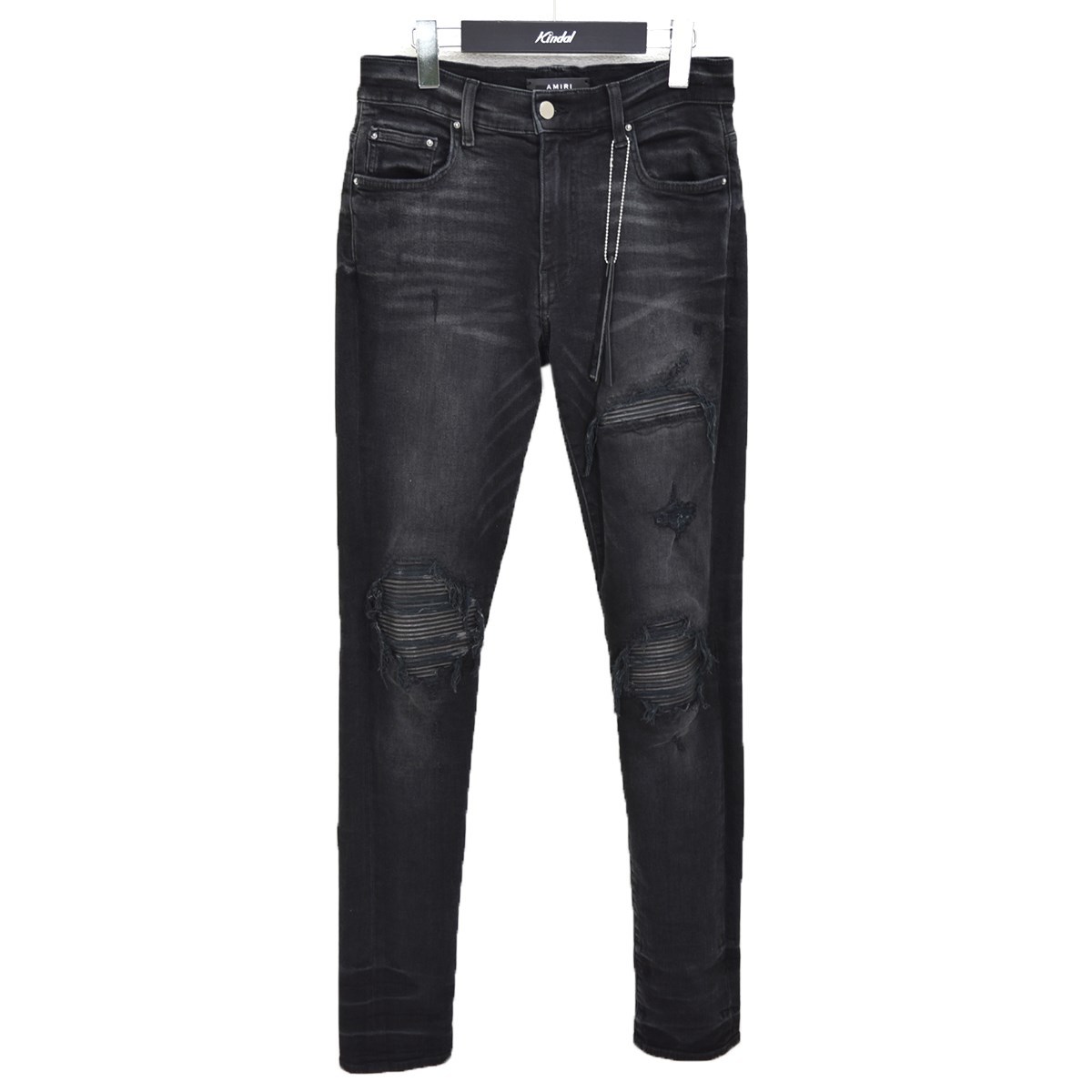 アミリ AMIRI  MX1 LEATHER PATCH JEANS レザーパッチ クラッシュデニム 商品番号：8066000195049の画像1