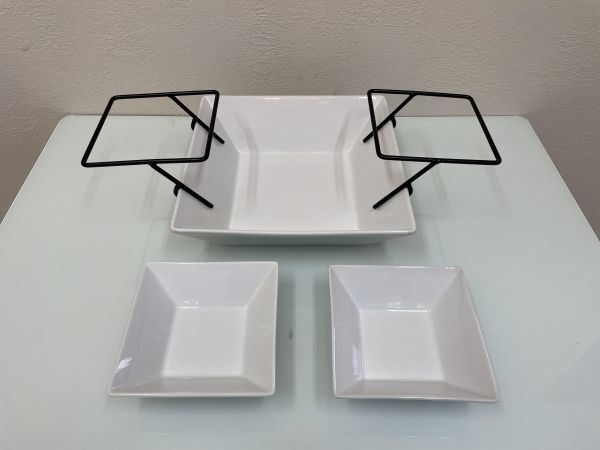 Signature 中国製 盛り皿 食器セット 28×28×8(大皿) 15×15×5cm(小皿)_画像3