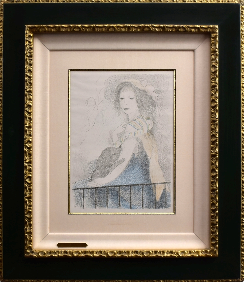 エコール・ド・パリの巨匠 マリー・ローランサン リトグラフ 「バルコニーの娘（フィネットの冒険）」 【正光画廊・5000点出品中】