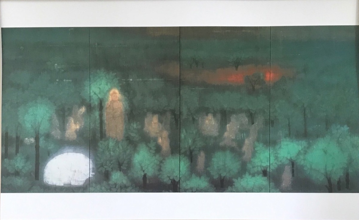 文化勲章受章画家! 平山郁夫 複製画 「楽土」 1965年 【正光画廊】-
