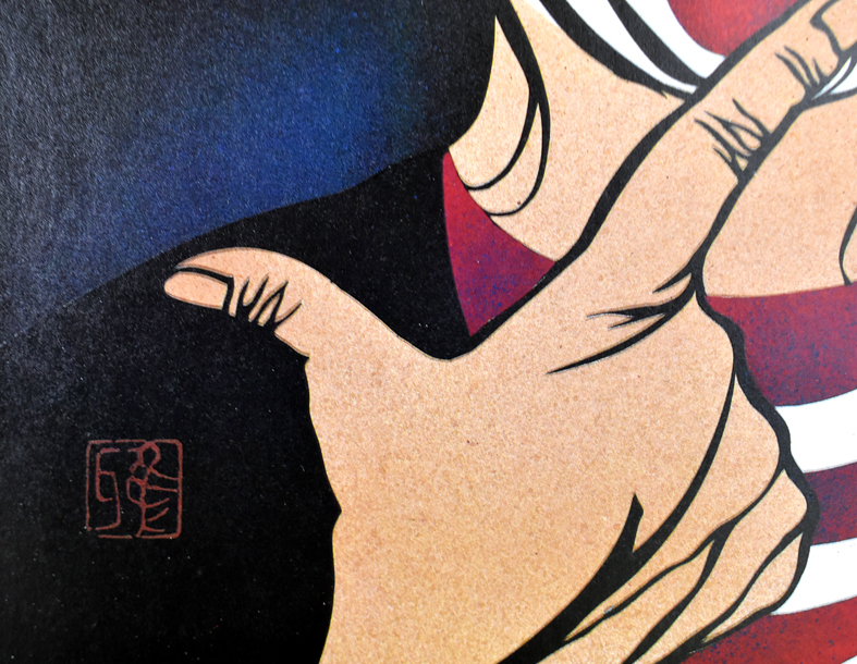 掘り出し人気切り絵画家 宮田雅之 切り絵・複製画 「ピエロ」 額付き