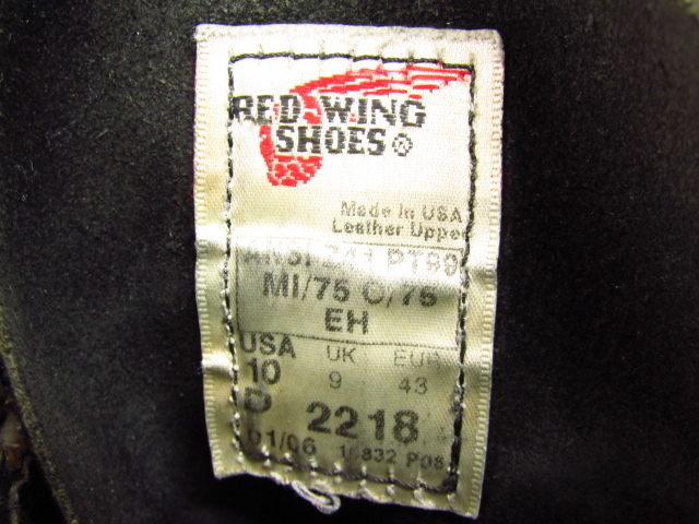 RED WING レッドウィング 2218 ロガーブーツ PT99 SIZE:10D SH5716(10 
