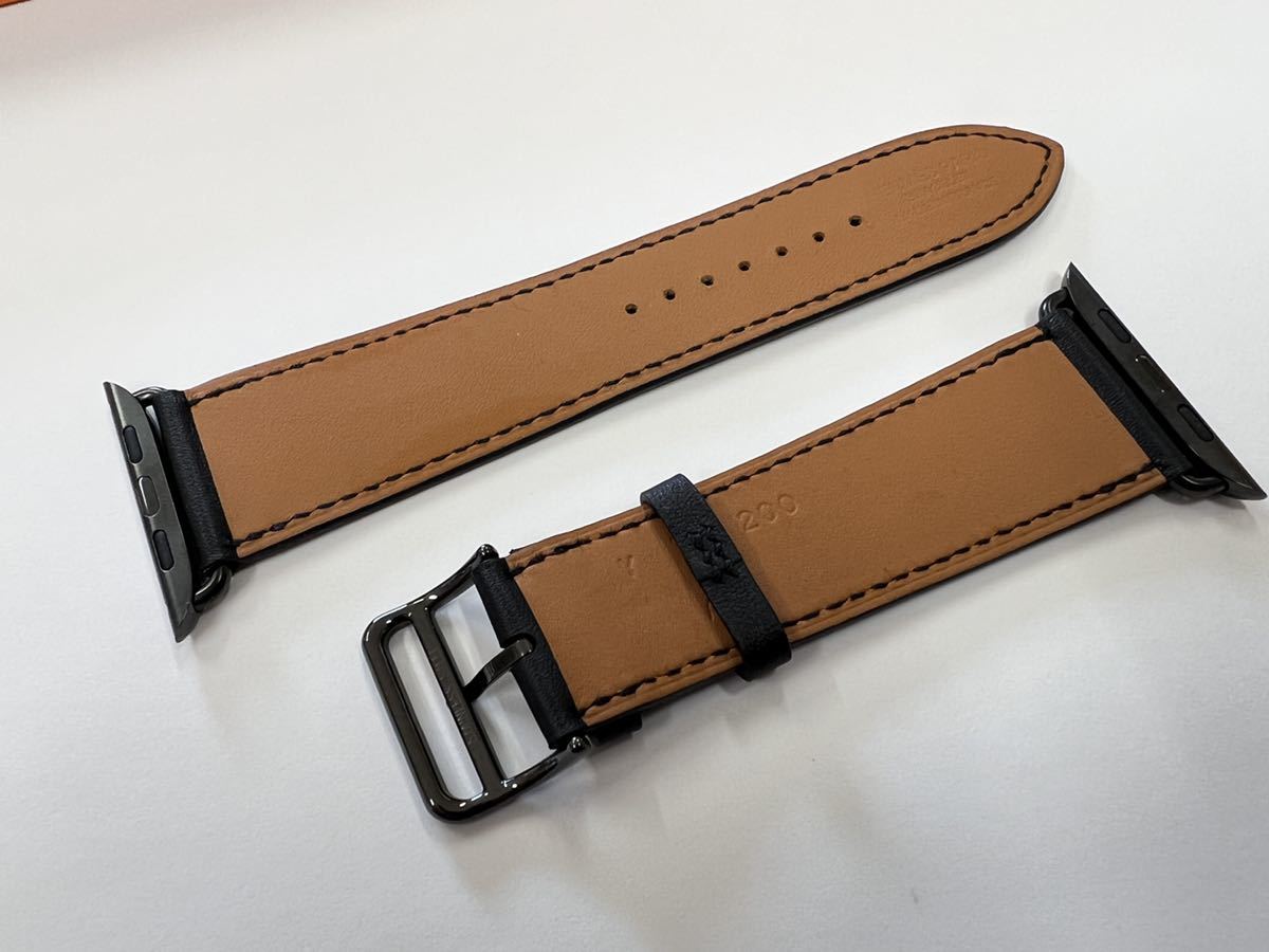 アップルウォッチ専用 エルメス レザーベルト Apple Watch ブラック黒-
