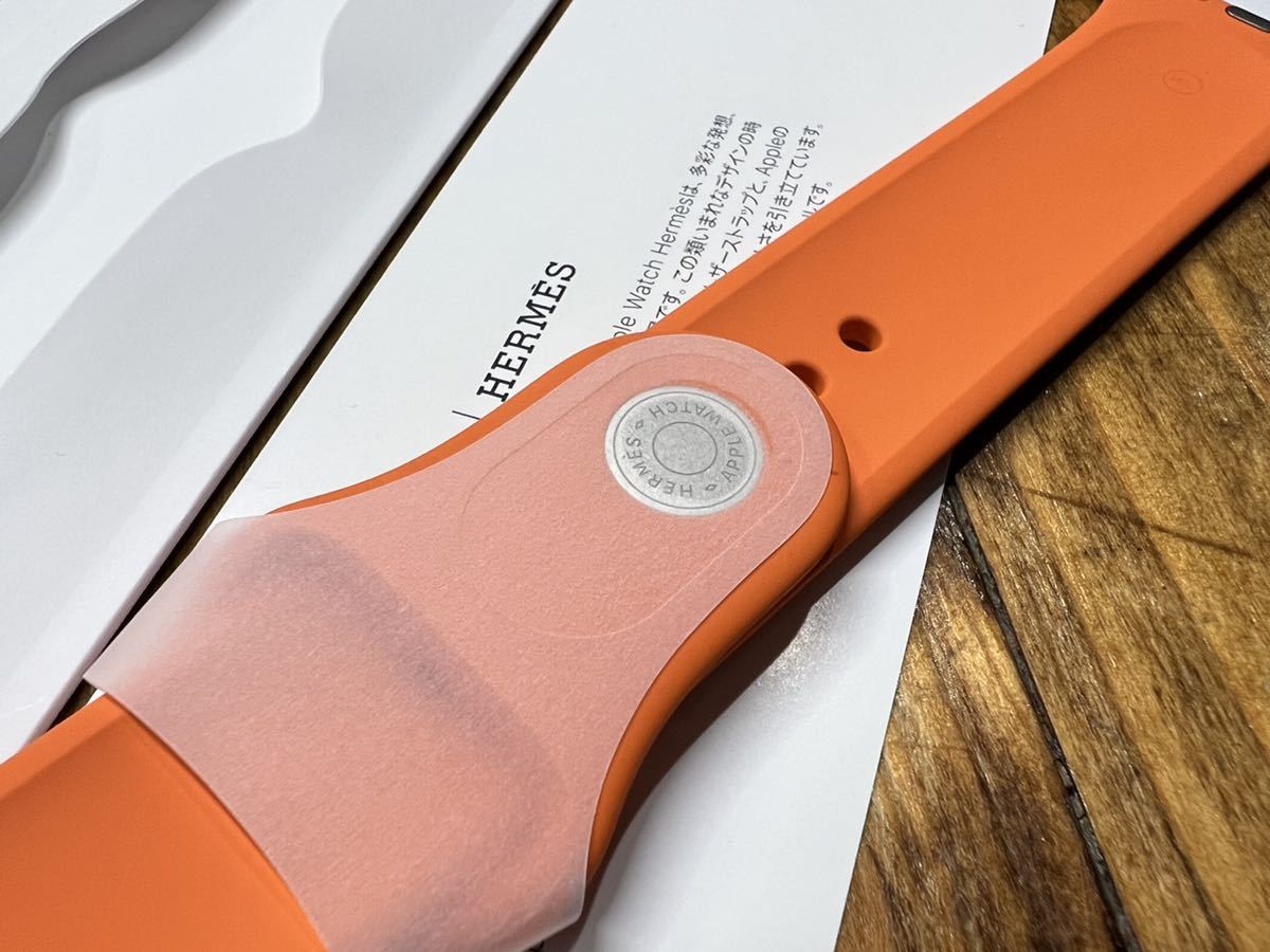 ☆即決未使用 Apple Watch HERMES Series7 限定 オレンジ スポーツバンド 45mm 44mm 純正 アップルウォッチ エルメス  ラバーバンド 614