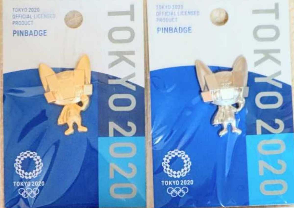 東京2020 オリンピック 公式グッズ ピンバッジ ミライトワ ゴールド&シルバー 金色 銀色 ラスト！