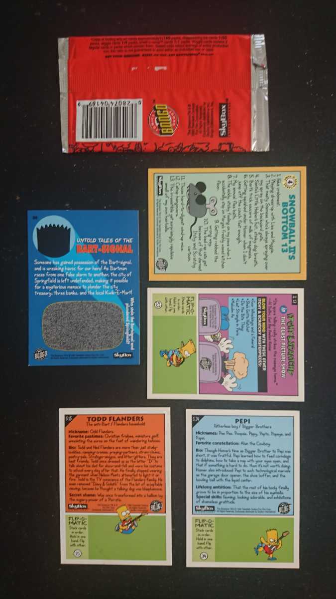 ヴィンテージ1995年当時物!!SKY BOX製「The Simpsons」トレーディングカード 5枚 開封済み//ザ・シンプソンズ アメコミ _画像2