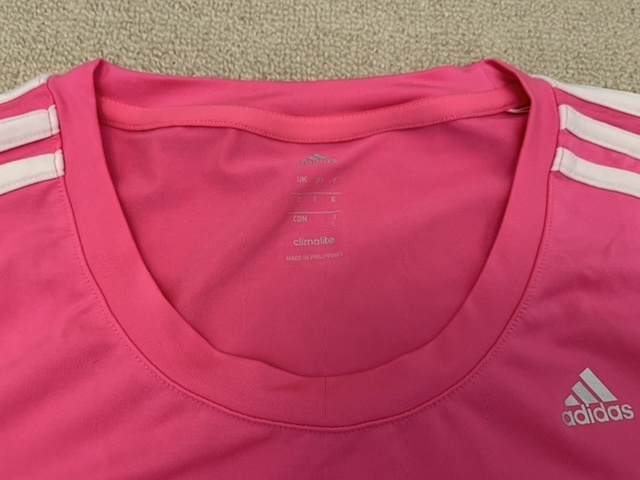 * Adidas * розовый короткий рукав футболка * марафон ходьба прогулка спортивная одежда * размер L*1 раз "надеты" прекрасный товар *