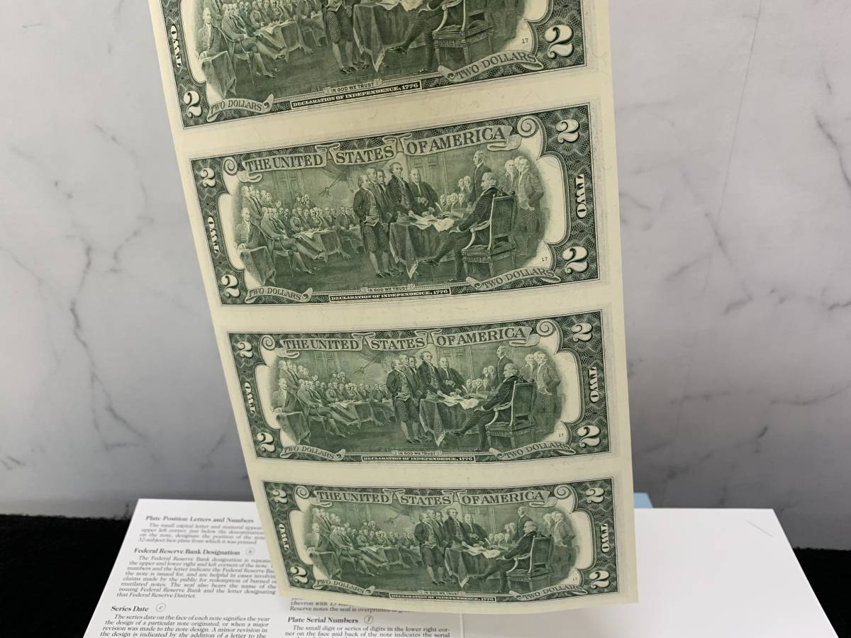 BUREAU OF ENGRAVING＆PRINTING アメリカ造幣局 1995年版 2ドル紙幣 4