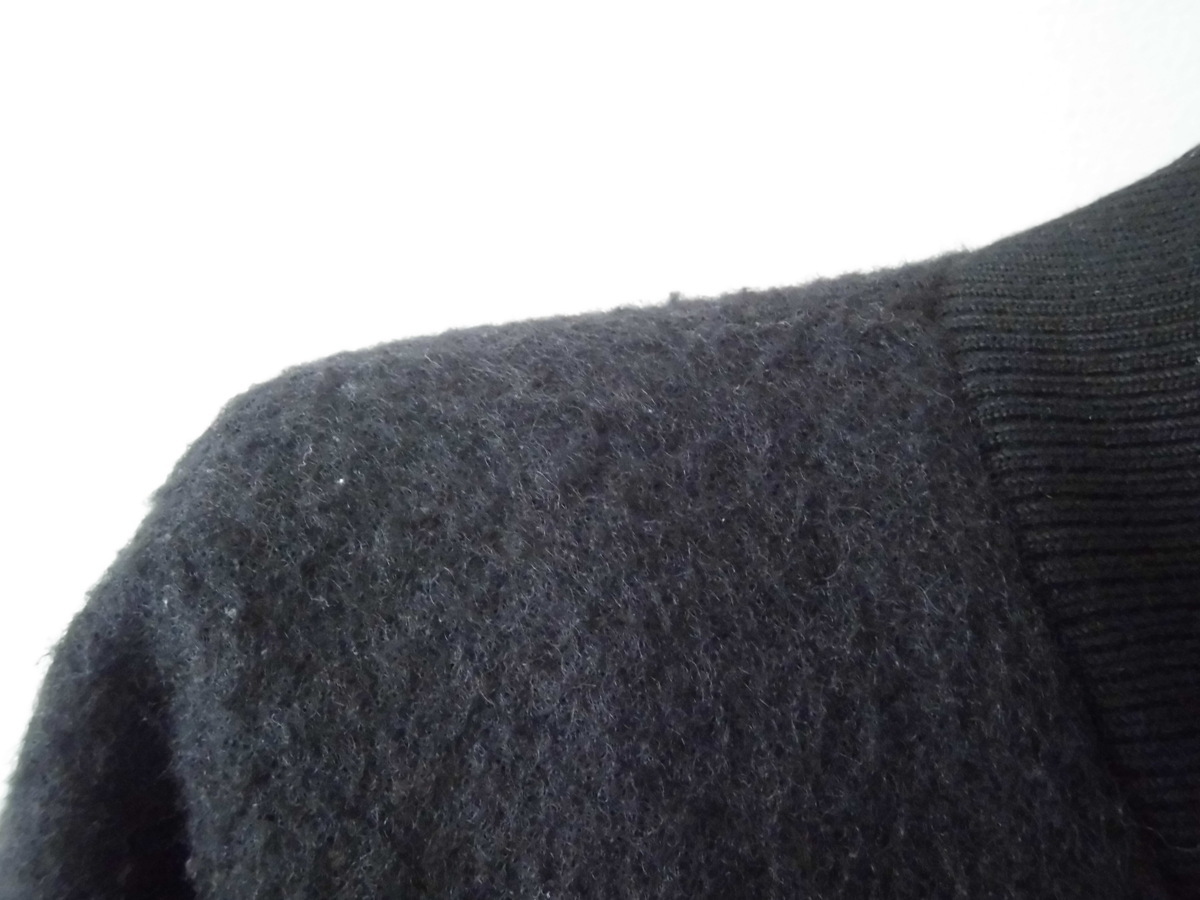 jouetiejueti lady's jumper stadium jumper unusual material studs embroidery wool . rib cotton inside simple black 