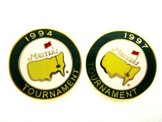 マスターズ トーナメント US MASTERS Augusta1994 オラサバル&1997 タイガー・ウッズ ゴルフボールマーカー 2点限定 #1_画像1