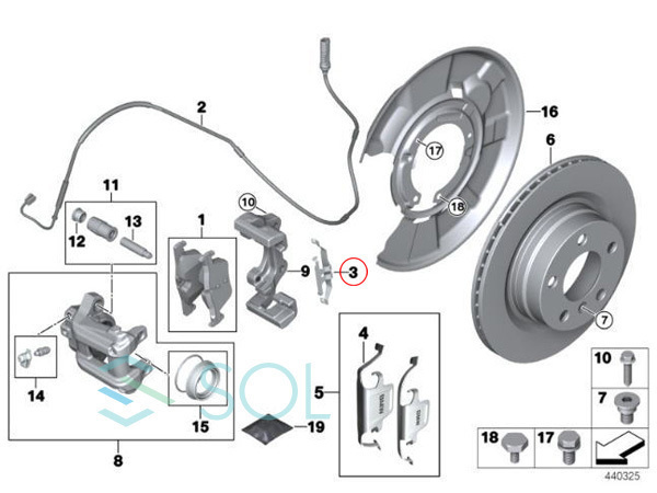 BMW F30 F31 F34 F32 F36 リア キャリパー 固定スプリング 左右共通 320i 320d 320iX 320i 328i 420i 420iX 428i 430i_画像4