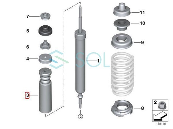 BMW E90 E91 E92 E93 リア ショック 補助ダンパー バンプストップラバー 左右共通 320i 323i 325i 335i 33536767335 出荷締切18時_画像3
