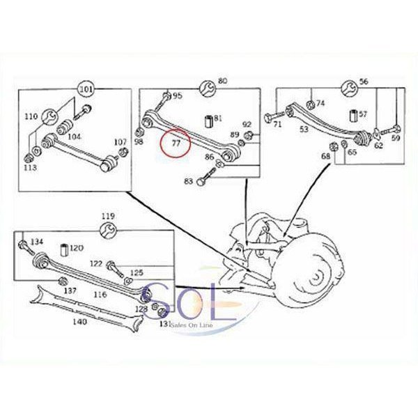 ベンツ W201 W208 W209 リア ラジアスアーム(ストラットアーム) 左右共通 CLK200 CLK240 CLK320 2103503306 2013504306 2013504406_画像4