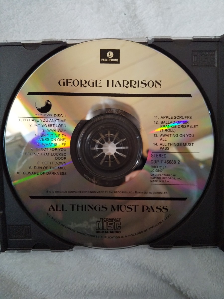 George Harrison オール・シングス・マスト・パス輸入盤２枚組CD　レコードトラックと同一盤の初期商品