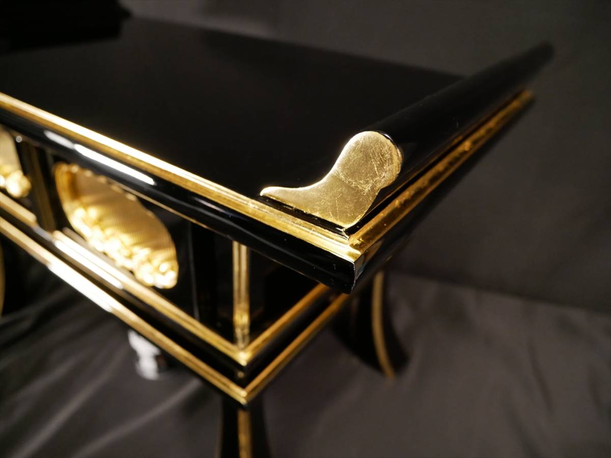 長期保管品 高級経机 中京型 リン引付 木製本金箔 黒面金 18号 長期保管品 高級経机 中京型 リン引付 木製本金箔 黒面金 18号