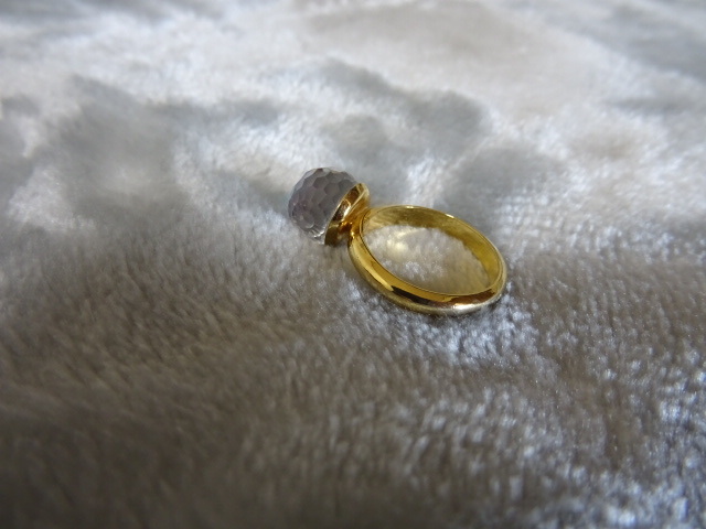USED美品　多面カット ガラスの指輪 レトロ可愛い　12.5～13.5くらい_画像4