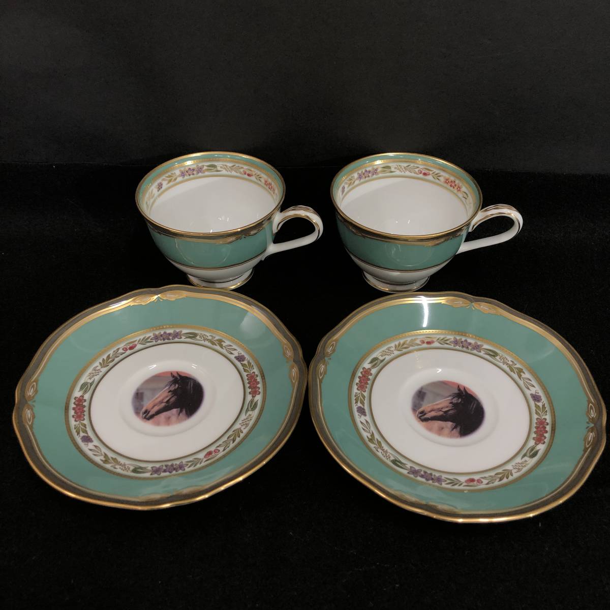 【1円スタート】NORITAKE ノリタケ ティーカップ＆ソーサー ハナリンス 2客 第38回有馬記念(G-1) 優勝記念 トウカイテイオー 競馬 ウマ娘の画像1