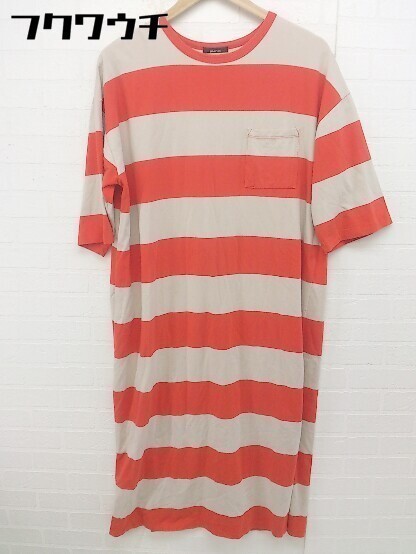 ◇ merlot メルロー ボーダー 七分袖 膝下丈 Tシャツ ワンピース