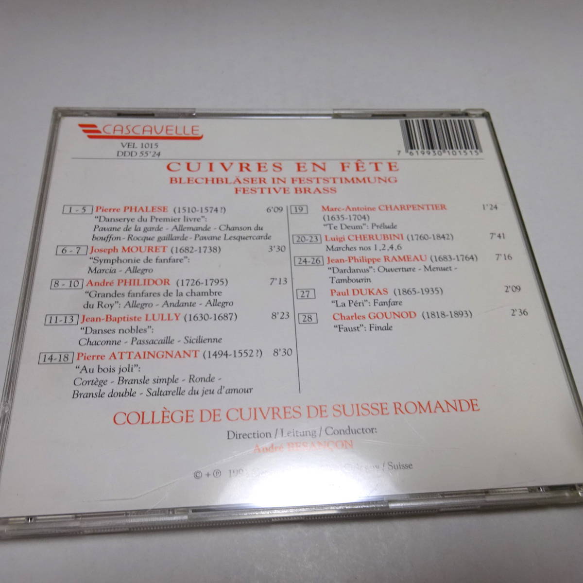 輸入盤/Cascavelle「Cuivres en Fete - Lully, Charpentier, Rameau, Dukas」Andre Besancon/College des Cuivres de Suisse Romande_画像2