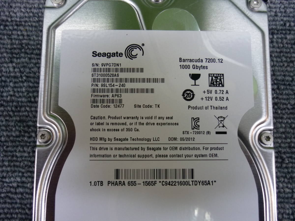 □ Seagate 3.5インチ SATA 1000GB HDD 7200rpm 中古品 □ item