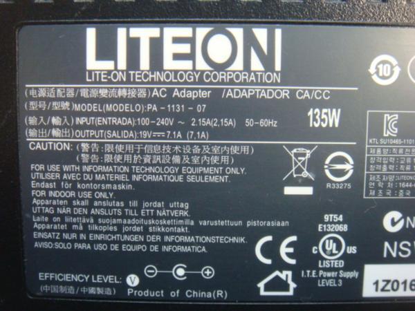 LITEON　ACアダプタ　PA-1131-07　19V~7.1A 外径約7.4mm 動作保証_毎回同じ写真を使っております。