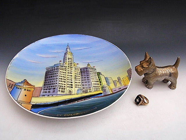 米国 シカゴ・リグレービル 手描き 飾り絵皿 ◆ オールドジャパン_画像9
