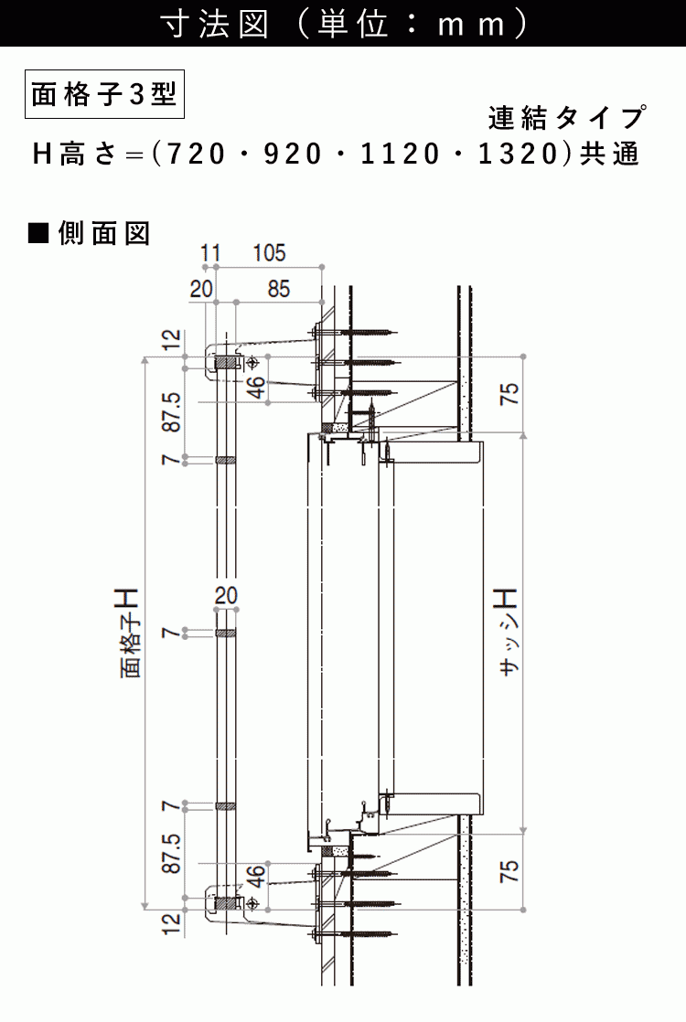  window grate YKK stylish aluminium crime prevention measures Sharo -ne3 type 1821 x 1120