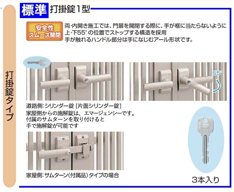 門扉 アルミ YKK シンプレオ M1型 両開き 0610 扉幅60cm×高さ100cm 全幅1406mm DIY 門柱タイプ_画像6